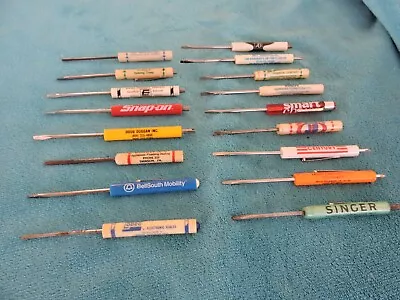 Lot Of 17 Advertising Screwdrivers Promo Some With Pocket Clip And Magnet End • $25