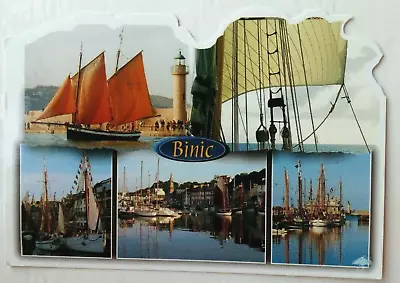 Ca2000 SHAPED MULTIVIEW CARD;FRANCE;BRITTANY;BINIC;ST BRIEUC;SAILING SHIPS • £6