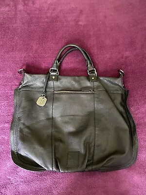 Betty Jackson.Black Soft Leather Large Black Tote Bag. VGC But Zip Needs Repair. • £25