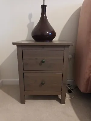 Ikea Hemnes Grey-Brown Bedside Lamp Table Chest Of Drawers • £55