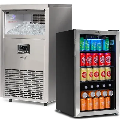Deco Chef Commercial Ice Maker Stainless Steel With 118-Can Mini Fridge Bundle • $809.99