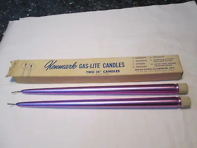 Vintage Kenmark Gas Lite Aluminum Candles Lavender/Purple 15 In Vintage • £9.64