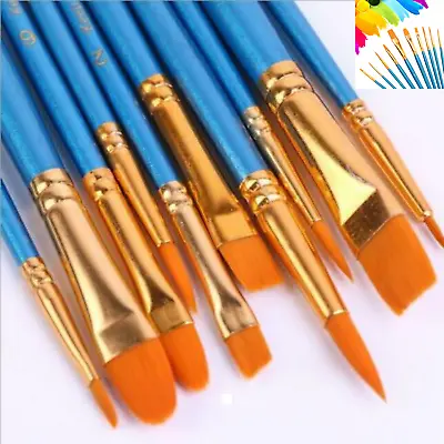 10x Art Paint Brushes Watercolour Paint Brush Set Artist Paint Brushes Oil Paint • £3.95