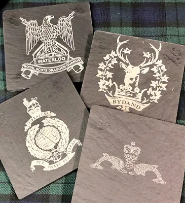 Engraved Slate Coasters For British Military UK Army Regiments Royal Navy & RAF • £22.99