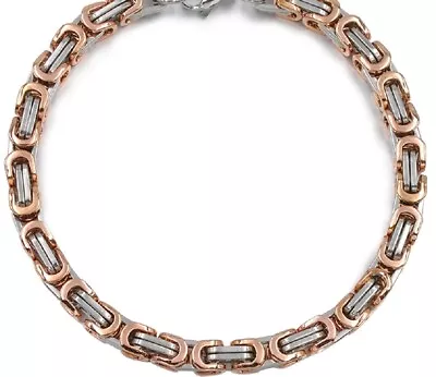 Byzantine 316L Stainless Steel 22cm 5mm Link Chain Bracelet Bangle Gold Silver • £8.95