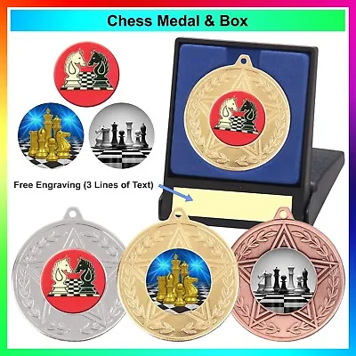 Chess Medal In A Presentation Box + Free Engraved Plate - Free Delivery • £5.97