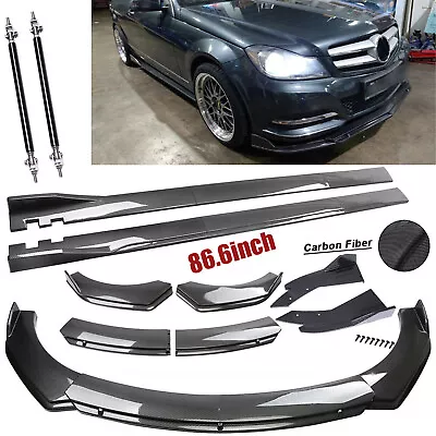 For Mercedes Benz E Class /Fiber Front Bumper Lip Spoiler 86.6  Side Skirt Kit • $169.99