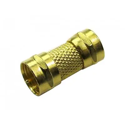 F Type Satellite Male To Male Adapter Screw Barrel Connector Coupler GOLD • £1.99