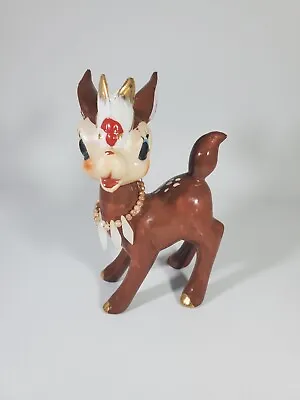 Vintage Reindeer With Bug On Nose Figurine 4 12  Tall • $40