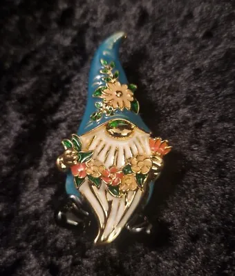 Gonk Gnome Vintage Inspired Art Deco Look Brooch Gift Pin With Flowers • £4.99