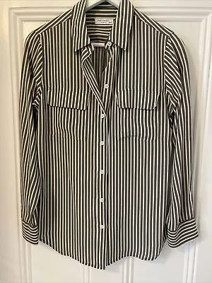 £55 • Buy Equipment Silk Striped Shirt Green/White XS 7 Branded Button Finish RRP £270