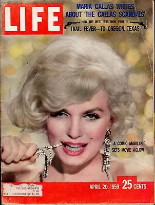 Life Mag (US) - April 20 1959 Vol. 46 No. 16 - Marilyn Monroe + Maria Callas • $150