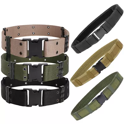 Men Heavy Duty Belt Tactical Combat Police Utility Belt Load Bearing With Buckle • $11.89