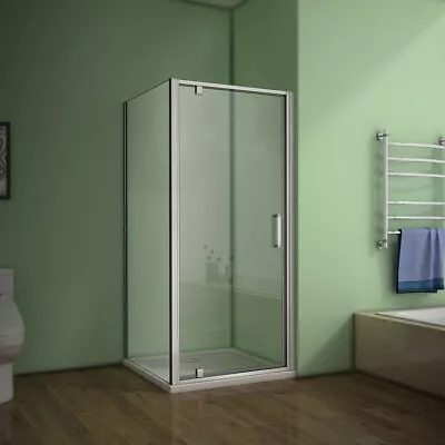 Aica 760/900/1000mm Pivot Shower Door With 760/900mm Side Panel Tray Waste • £127.89