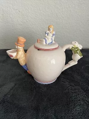 Vintage Applause Alice In Wonderland W/ Mad Hatter And White Rabbit Teapot • $59.95