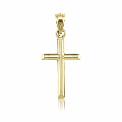 14K Yellow Gold Cross Pendant - Latin Crucifix Polished Necklace Charm Women Men • $63.08