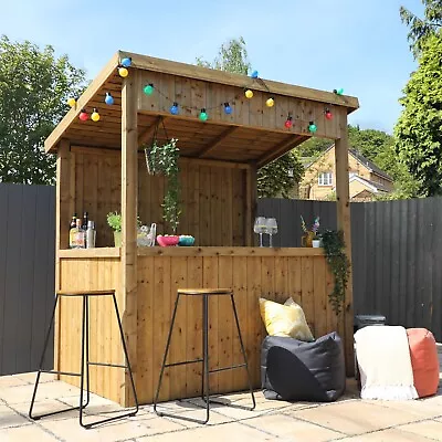 Waltons 6x4 Wooden Garden Bar Pressure Treated Shiplap Pent Garden Bar 6ft 4ft • £346.49