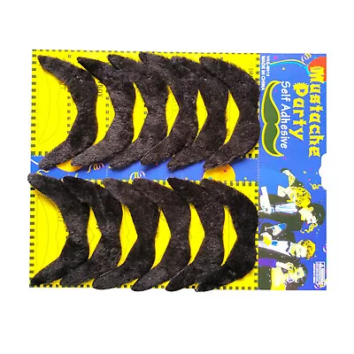 12Pcs Self Adhesive Tash Black Fake Mustache Mexican 70's Stick Mustache Beard Z • $3.84