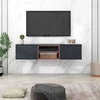 For 65  TV Floating TV Stand Wall Mounted Entertainment Center W/2 Cabinet Doors • $122.40