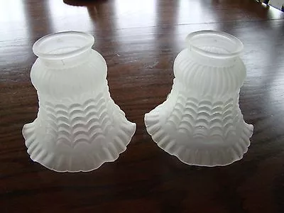 Lot Of 2 Ceiling Fan Globe Shade Glass Tulip Frosted  Lamp Light Fitter • $7