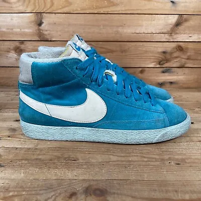 £29.99 • Buy NIKE Blazer Mid Trainers Size UK 8 Womens Turquoise Blue White Suede VNTG Shoes
