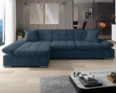 £880 • Buy Corner Sofa Bed MALWI CORDUROY With Storage Green Blue Cream Grey Yellow New