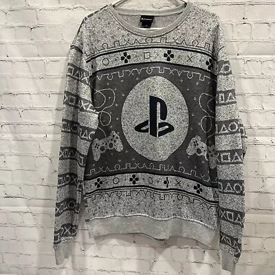 Playstation PS Christmas Holiday Mens Sweater Sweatshirt Size Large Black Grey • $18.88