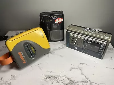 $34.95 • Buy Vintage Lot Cassette Radio Player For Parts Not Working Sony Walkman Ge Aiwa