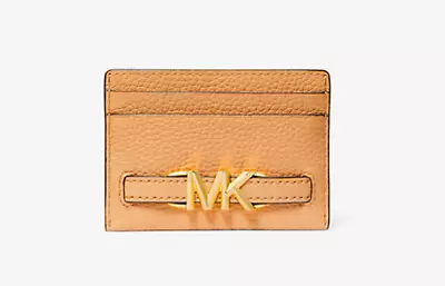 MICHAEL KORS Reed Large Pebbled Leather MK Logo Card Holder / Card Case NWT • $26.99