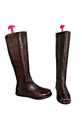 Camper Brown Leather Knee Length Zip Up Boots UK Size 4. EU 37 • £39.99