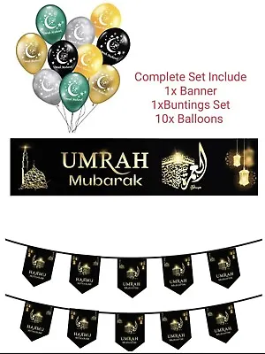 New Umrah Mubarak Black Set Banner Bunting Decorative Wall Hanging • £12.99