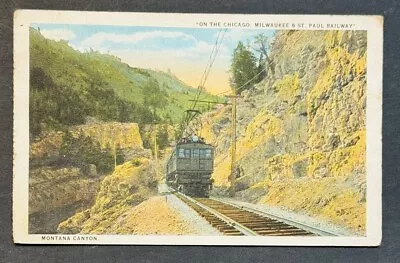 On The Chicago Milwaukee & St. Paul Railway Montana Canyon Antique Postcard • $8