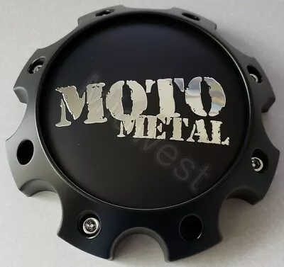 1079L170SGBMO1 Short 8 Lug Moto Metal Satin Black Wheel Rim Center Cap W Screws • $29