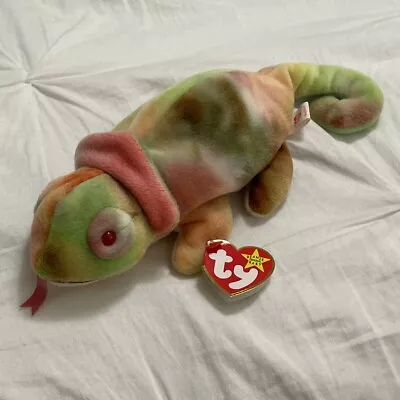 TY Beanie Baby - RAINBOW The Chameleon (tye-dyed) (9 Inch) - MWMTs Stuffed Toy • $9.49