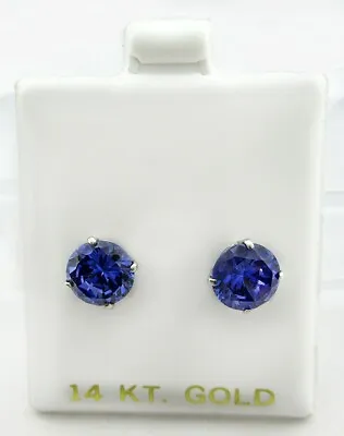 AAA TANZANITE 4.72 Cts STUD EARRINGS 14K WHITE GOLD - Brand New - Made In USA • £0.80