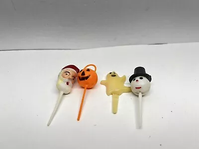 Vintage Christmas/Halloween Cake Cupcake Topper Plastic Picks Mixed LOT • $9.99