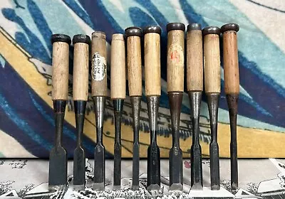 Japanese Vintage Chisel 10set Nomi Made By Famous Blacksmith Nobutada Etc /d21 • $11.50