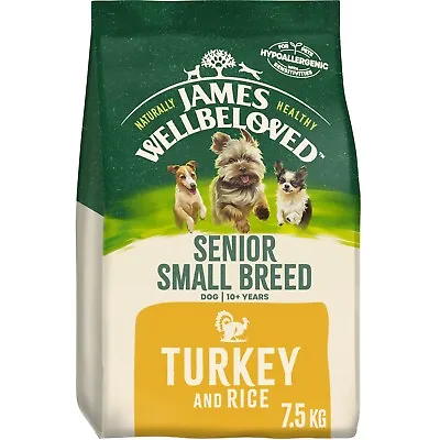 7.5kg James Wellbeloved Natural Senior Small Breed Dry Dog Food Turkey & Rice • £31.99