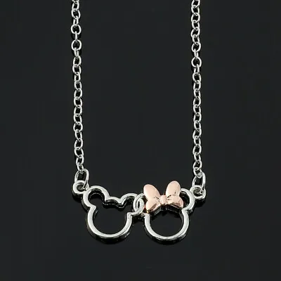 Silver Mickey And Minnie Mouse Necklace • £9.95