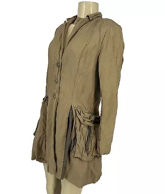 CABI Small Treasure Hunter Trench Coat Peplum Button Up Pockets Khaki Brown G1 • $23.40