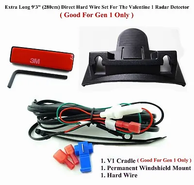 Cradle + 9'3 (280cm) Hard Wire + Mount For Valentine One V1 Gen1 Radar Detector • $25.80