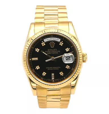 Rolex President Day Date 118238 Diamond Dial Wristwatch 18k Yellow Gold C2000 • $16100