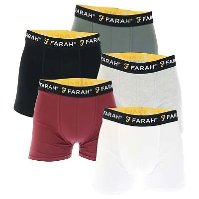 Men's Underwear Farah Gavier 5 Pack Boxer Shorts In Multicolour • £22.99