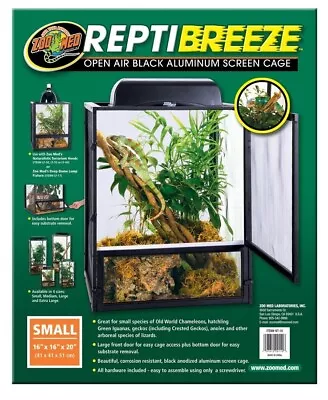 Zoo Med Reptibreeze Open Air Aluminum Screen Cage - Black For Reptile - Small • $78.98