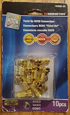 NEW! Monster 10pcs  Just Hook It Up  140080-00 Twist On RG59 Connectors 10 Pack • $3.99