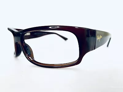 Maui Jim Dark Brown Lucite Wrap￼ Glasses Japan Longboard MJ222-26 61 20 110 • $98