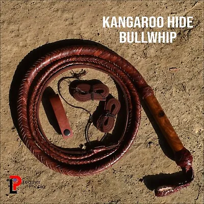 Kangaroo Hide Leather BULL WHIP 06 To 08 Feet Long 16 Plaits Indiana Jones Whip • $44.99