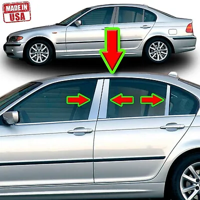 Chrome Pillar Trim For BMW 3-Series 99-05 (4dr) E46 6pc Set Door Cover Mirrored • $59.99