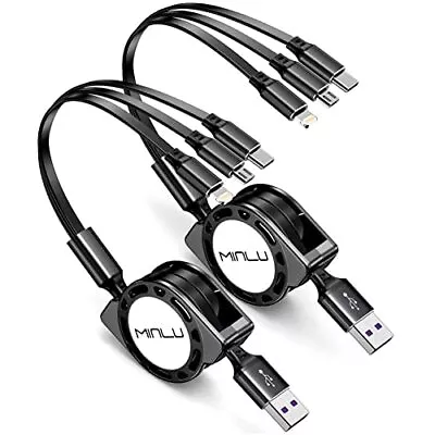 Multi Charging Cable 2pack 4ft 3 In 1 Retractable Fast Charger Cable Multi Cha • $15.32