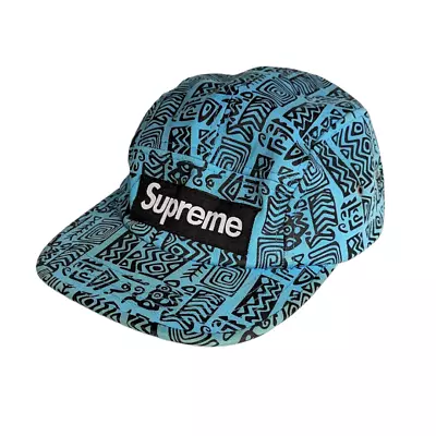 Supreme 5 Panel Camp Cap Mens Adjustable Blue Aztec Tribal Strapback Hat • $99